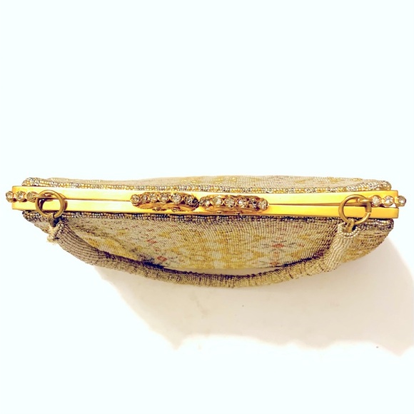 MICHEL SWISS Vintage Micro Bead 
Evening Bag Made in France, silver/gold - Picture 6 of 8